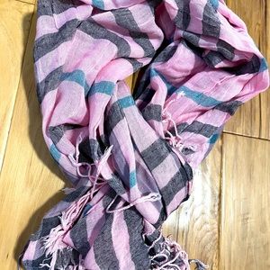 🧣Pink/teal/grey lightweight scarf🧣